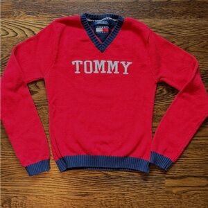 Tommy Jeans Juniors red logo V Neck Sweater